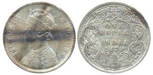 Victoria Empress, Silver, Rupee, 1879, obv A3 / rev I, with Dot. Fine.