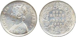 Victoria Empress, Silver, Rupee, 1879, Calcutta Mint, obv A1 / rev I, ’C’ incuse. Very Fin