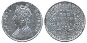 Victoria Empress, Silver, Rupee, 1879, Calcutta Mint, obv A1 / rev I, ‘C’ incuse. Fine+, S