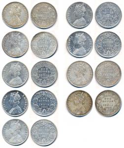 Victoria Empress, Silver (9), Rupee , 1882, Calcutta Mint, obv A1 / rev I / ’C’ Incuse, Bo