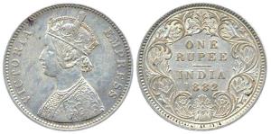 Victoria Empress, Silver, Rupee, 1882, Calcutta Mint, obv A1 / rev I, ’C’ incuse. Very Fin