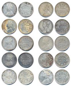 Victoria Empress, Silver (10), Rupees, 1886, Bombay Mint, C2 / I / ’B’ Incuse (2), 1887, B