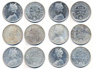 Victoria Empress, Silver (6), Rupee, 1886, Bombay Mint, obv C2 / rev I, ’B’ incuse. Very F