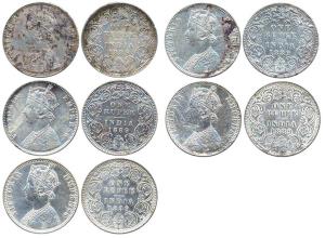 Victoria Empress, Silver (5), Rupee, 1889, Bombay Mint, obv C2 / rev I, ’B’ incuse. Fine t