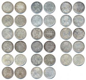 Victoria Empress, Silver (17), Rupees, 1891, Bombay Mint, C2 / I / ’B’ incuse, 1892, C3 / 