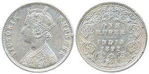 Victoria Empress, Silver, Rupee, 1892, Calcutta Mint, obv C3 / rev I, ’C’ incuse. Very Fin