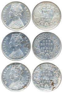 Victoria Empress, Silver (3), Rupee, 1900, Calcutta Mint, obv C3 / rev I, ’C’ incuse. Very