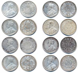 George V, Silver (8), Rupees, 1915, Bombay Mint. Very Fine, Scarce date. (8)