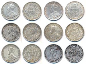 George V, Silver (6), Rupees, 1915, Calcutta Mint. About Very Fine, Scarce date. (6)