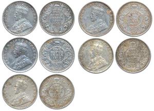 George V, Silver (5), Rupees, 1915, Calcutta Mint. Very Fine, Scarce date. (5)
