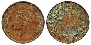 George VI, Copper, ¼ Anna, 1941, Bombay Mint, with Dot. Very Rare, Fine.