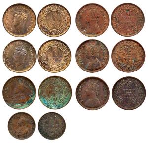 Assorted Lot, ½ Pice, Victoria Queen, 1862, ½ Pice, Victoria Empress, 1900 and 1901, ½ Pic