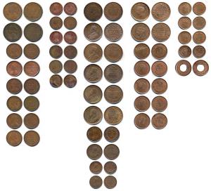 Assorted Lot, Copper (36), 1/12 Anna, Queen Victoria, 1862, Victoria Empress, 1887, 1897, 