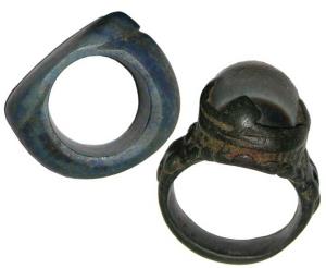 Vedic Ring Money (c.100-1000 BC), Ancient ring (2), one made of lapis lazuli and the other