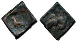 Post-Mauryan (Punjab), Taxila (local coinage), (c. 185-160 BC), Copper, Karshapana, punch-