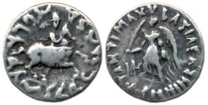 Baktria, Antimachos II Nikephoros, (c. 174-165 BC), Silver, Drachm, Bilingual series, MT m