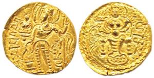 Gupta Empire, Samudragupta (c. AD 335-380), Gold, Dinar, Standard type, king nimbate, stan