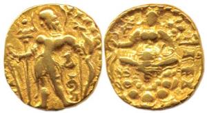 Gupta Empire, Chandragupta II Vikramaditya, (c. AD 380-413), Gold, Dinar, Archer type, kin
