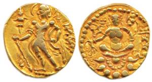 Gupta Empire, Kumaragupta I, (c. AD.414-455), Gold, Dinar, Archer type, king standing left