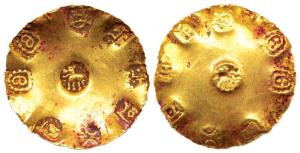 Eastern Chalukyas, Rajyabhushana, (c. 11th century), Gold, Pagoda, legends in Telegu punch