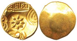Yadavas of Devagiri, Ramachandra (c. AD 1270-1311), Gold, Padma Tanka, central punch of a 