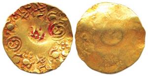 Chalukyas of Kalyana, Someshvara IV Restored, (AD 1181-89). Gold, Pagoda, obv. garuda runn