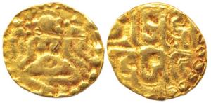 Kalachuris of Tripuri, Gangeyadeva, (c. 1015-40), Gold, 2 Mashas, obv. seated Lakshmi, rev