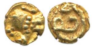 Western Gangas, (AD 10th- 11th century), Gold, Gajapati Fanam, obv. caparisoned elephant t