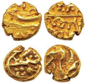 Mughal, Gold (2), Fanams, Alamgir II Hoskote Mint; Shah Alam II Kolar Mint. Fine to Very F