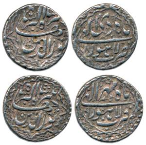 Jahangir, Silver (2), Rupee, Lahore Mint, Ilahi 8, Di Month and the second Ilahi 9, Mihr M