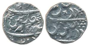 Silver, Rupee Nipani Mint, struck by the Peshwas, (KM 105). Fine.