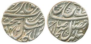 Silver, Rupee, Amritsar Mint, VS 1842 (Herrli 01.04.04; KM A20.2). Very Fine, Rare.