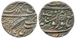 Silver, Rupee, Amritsar Mint, VS 1861, pipal leaf, small fish at the left corner turned le