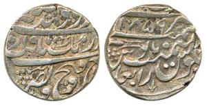 Silver, Rupee, Amritsar Mint, dated VS 1859, no pipal leaf, small katar at bottom (KM A20.