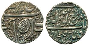 Silver, Rupee, Amritsar Mint, 1884/98, Gobind Shahi couplet (KM 22.1). Very Fine, Rare.