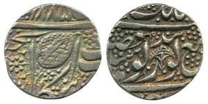 Silver, Rupee, Amritsar Mint, 1900, Umbrella or Chhatar without Gurumukhi and pipal leaf (