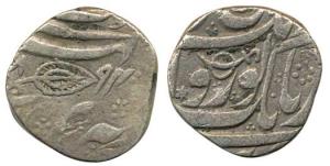 Silver, Rupee, Kashmir Mint, VS 1894 (AD 1837), Gobindshahi couplet. (KM 51). About Very F