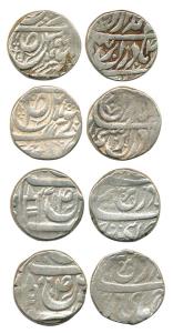 Patiala, Silver (4), Rupee, Narinder Singh 1905 and 1907; Rajinder Singh 1946 and 1947. Fi