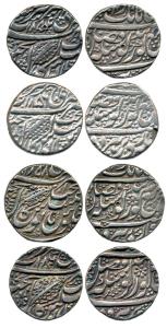 Silver (4), Rupee, Amritsar Mint, dated VS 1854, 1856, 1858, 1806 (Error for 1860), pipal 