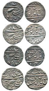 Silver (4), Rupee, Amritsar Mint, 1867, 1868 with quatrefoil on obv, 1868 with six dots in