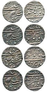 Silver (4), Rupee, Amritsar Mint, 1872 with circular symbol, 1873 without symbol, 1873 wit