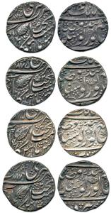 Silver (4), Rupee, Amritsar Mint, 1874 with sad, 1875 with year 2 and star, 1875 with year