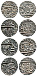Silver (4), Rupee, Amritsar Mint, 1880 with quatrefoil symbol, 1880 with crescent, 188 wit