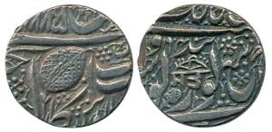Silver, Rupee, Amritsar Mint, 1885/ 1904, Umbrella or Chhatar with Gurumukhi word Sat, pip