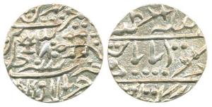 Nazarana ½ Rupee, in the name of Queen Victoria, year 38 between tree and triangular Jhala