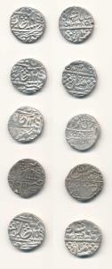 Silver (4), Rupee, year 14, 15, 16, rev. dates 1223, 1869 retrograde, katar and ma. Very F