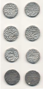 Silver (4), Rupee, year 17, 18, 19, rev. dates 1339, 1349, 188x. Very Fine. (4)