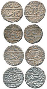 Silver (4), Rupee, year 39, 42, 43, 44. Very Fine. (4)