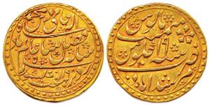 Gold, Nazarana, Mohur, Murshidabad Mint, 1198 year 19. (KM 94). Very Fine, Rare as full st