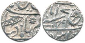 Silver, ¼ Rupee, Benaras Mint, year 49. (KM 35). Good Very Fine, Scarce.